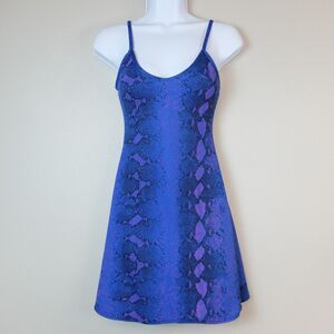Missguided Blue Snake Print Skater Dress Size 2